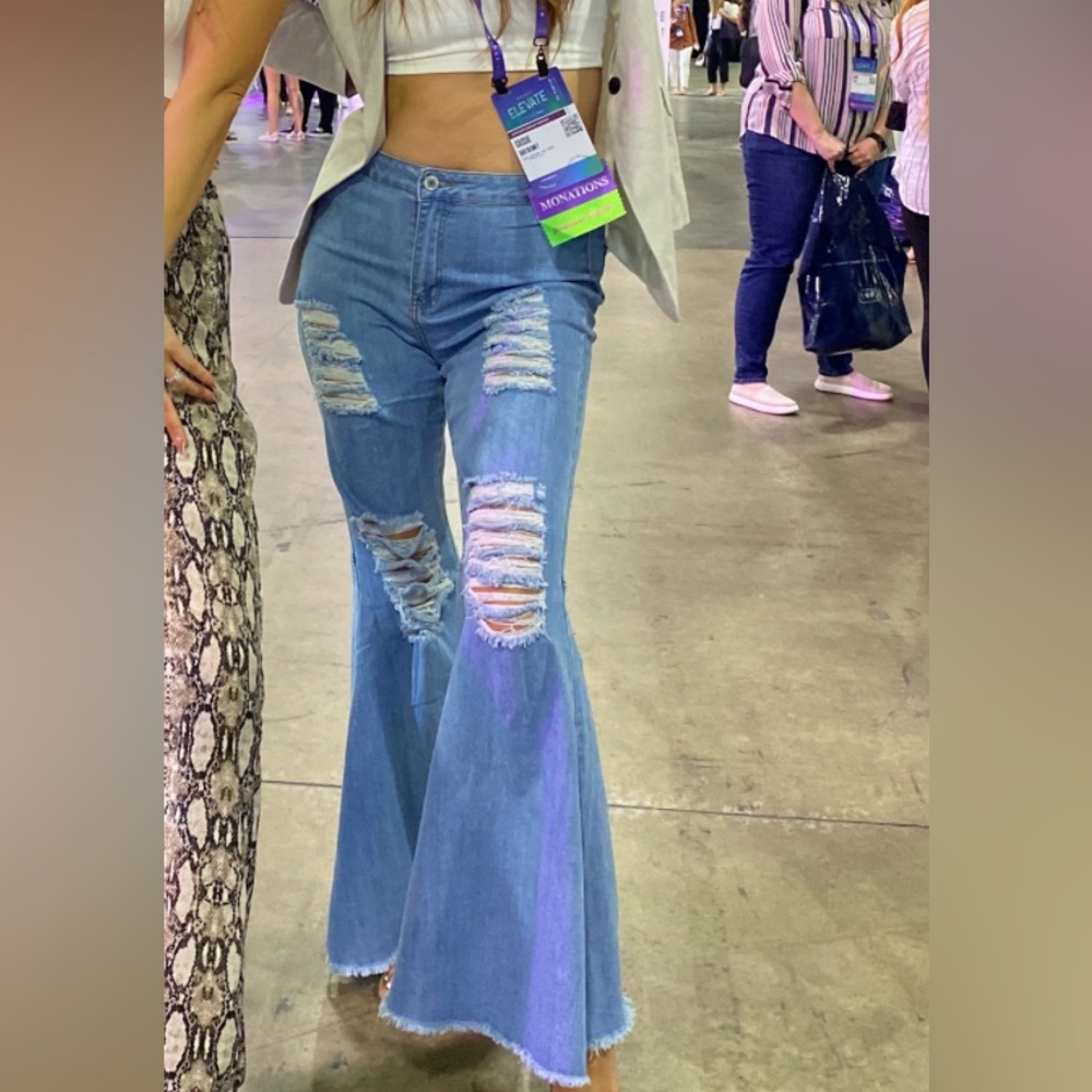 Rue21 Light Blue Distressed Flare Jeans